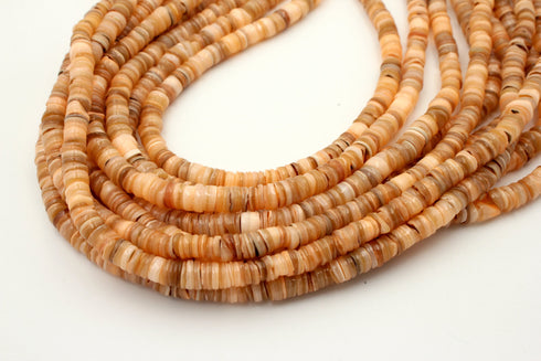 Peach Shell Beads, 6mm, Heishi